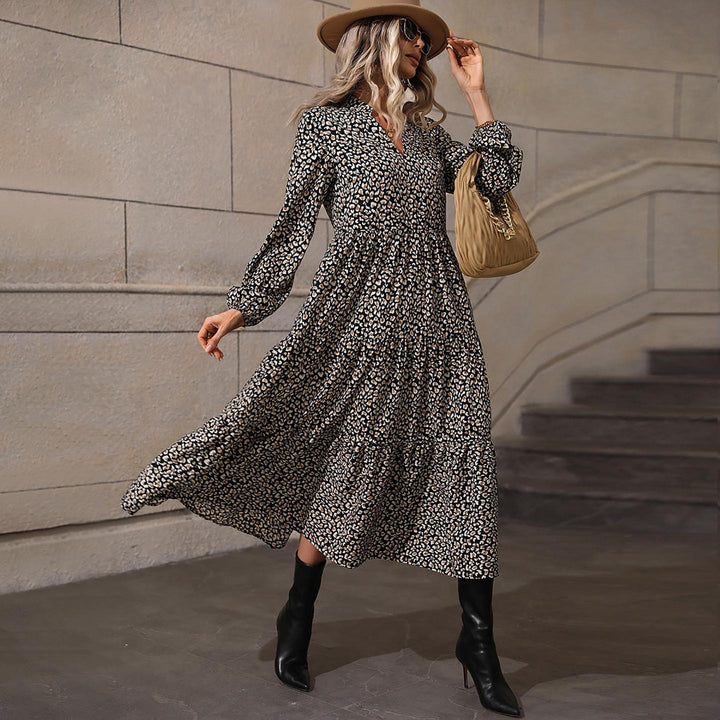Animal Printed A-Line Midi Dress