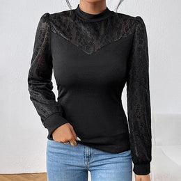 Black High Neck Fitted Top