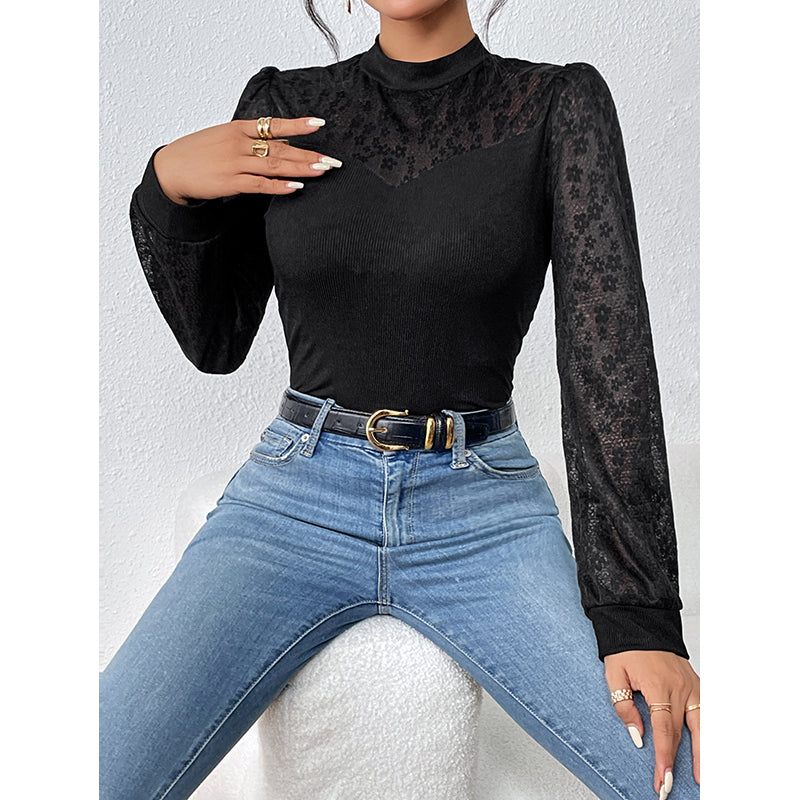 Black High Neck Fitted Top