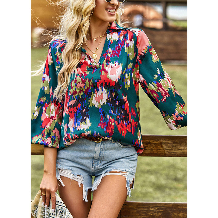 Green Abstract Printed Regular Top
