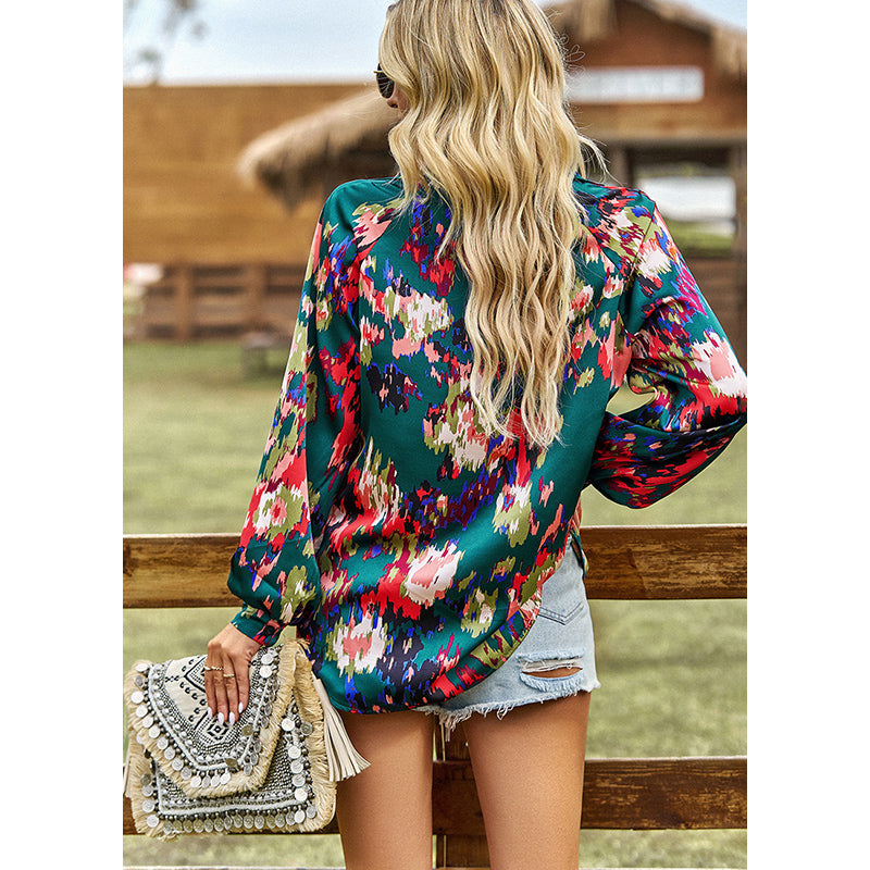 Green Abstract Printed Regular Top