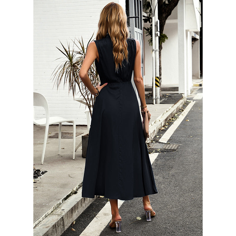 Black High Neck Sleeveless Fit & Flare Dress