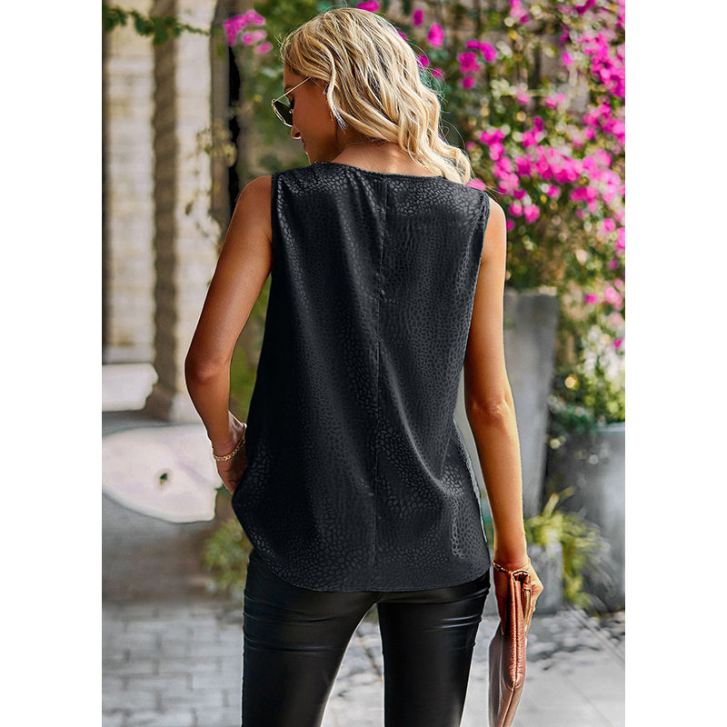 Black Animal Printed Cowl Neck Top