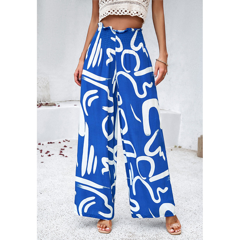 Printed Loose Fit High-Rise Easy Wash Trousers