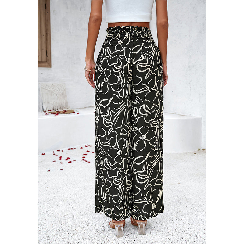 Animal Printed Loose Fit High-Rise Easy Wash Trousers