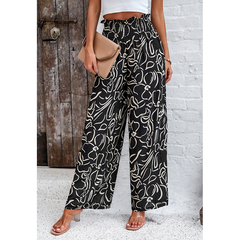Animal Printed Loose Fit High-Rise Easy Wash Trousers