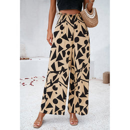 Women Geometric Loose Fit High-Rise Trousers
