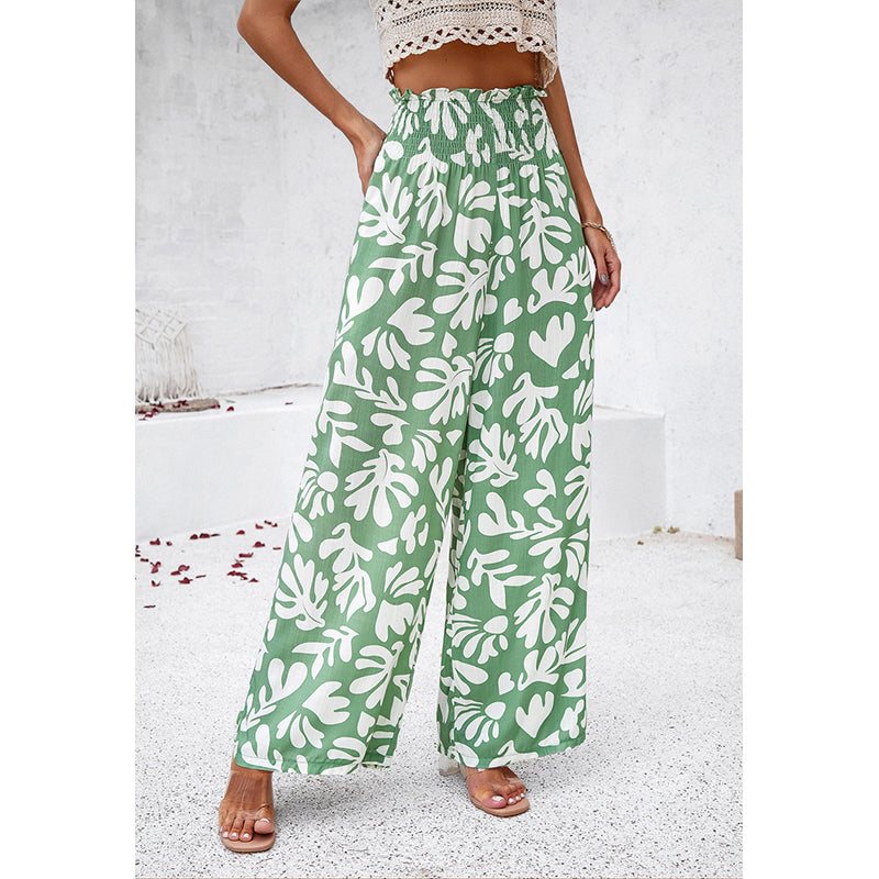 Printed Loose Fit High-Rise Easy Wash Pleated Trousers