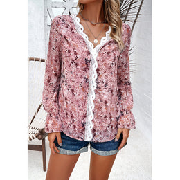 Abstract Printed Bell Sleeve Top