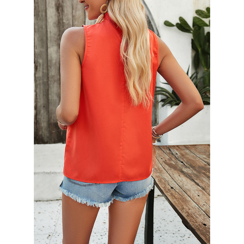 Orange High Neck Regular Top