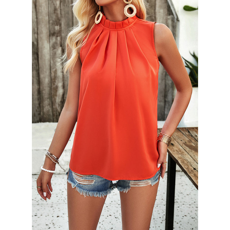 Orange High Neck Regular Top