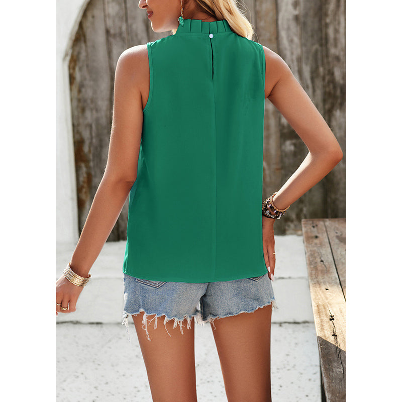Green High Neck Sleeveless Top