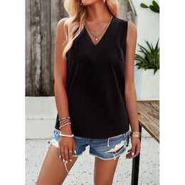 Black V-Neck Sleeveless Top