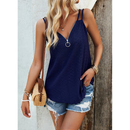 Navy Blue Crochet Longline Top