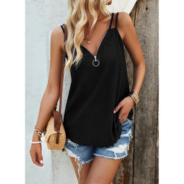Black V-Neck Sleeveless Top