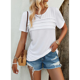 White Round Neck Opaque Casual Top