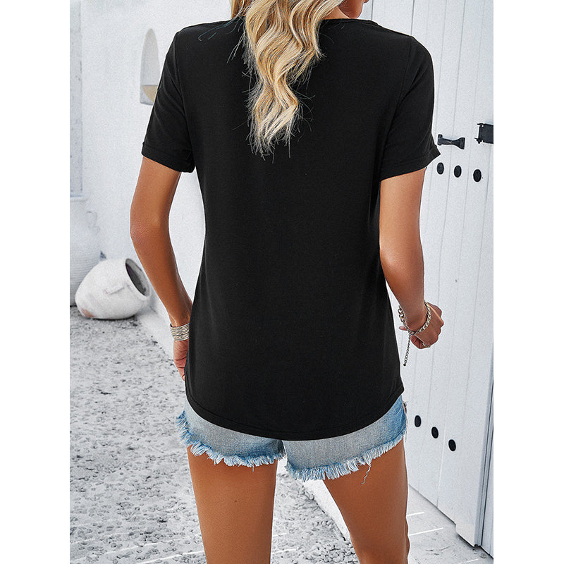 Black Knitted V-Neck Top