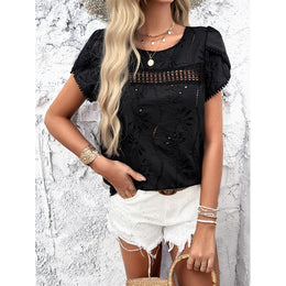 Round Neck Flutter Sleeve Top