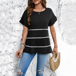 Black Self Design Extended Sleeves Longline Top