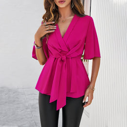 Flared Sleeve Wrap Top