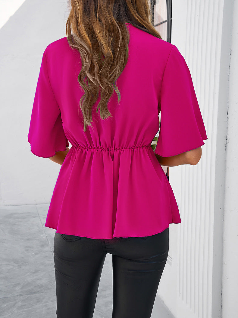 Flared Sleeve Wrap Top