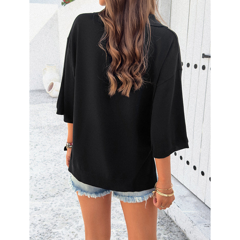Flared Sleeves Shirt Style Top