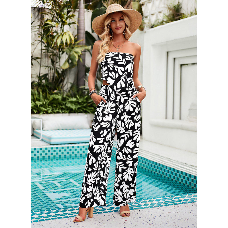 Printed Off Shoulder Neck Top & Flared Palazzos Co-Ords