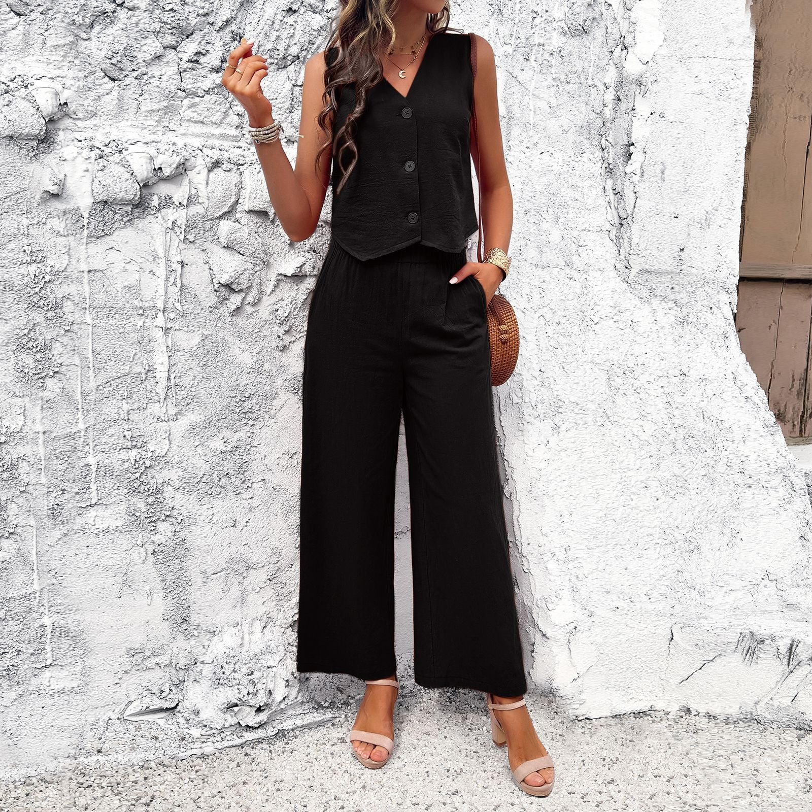 StyleCast Black Waistcoat and Trousers Co-ords