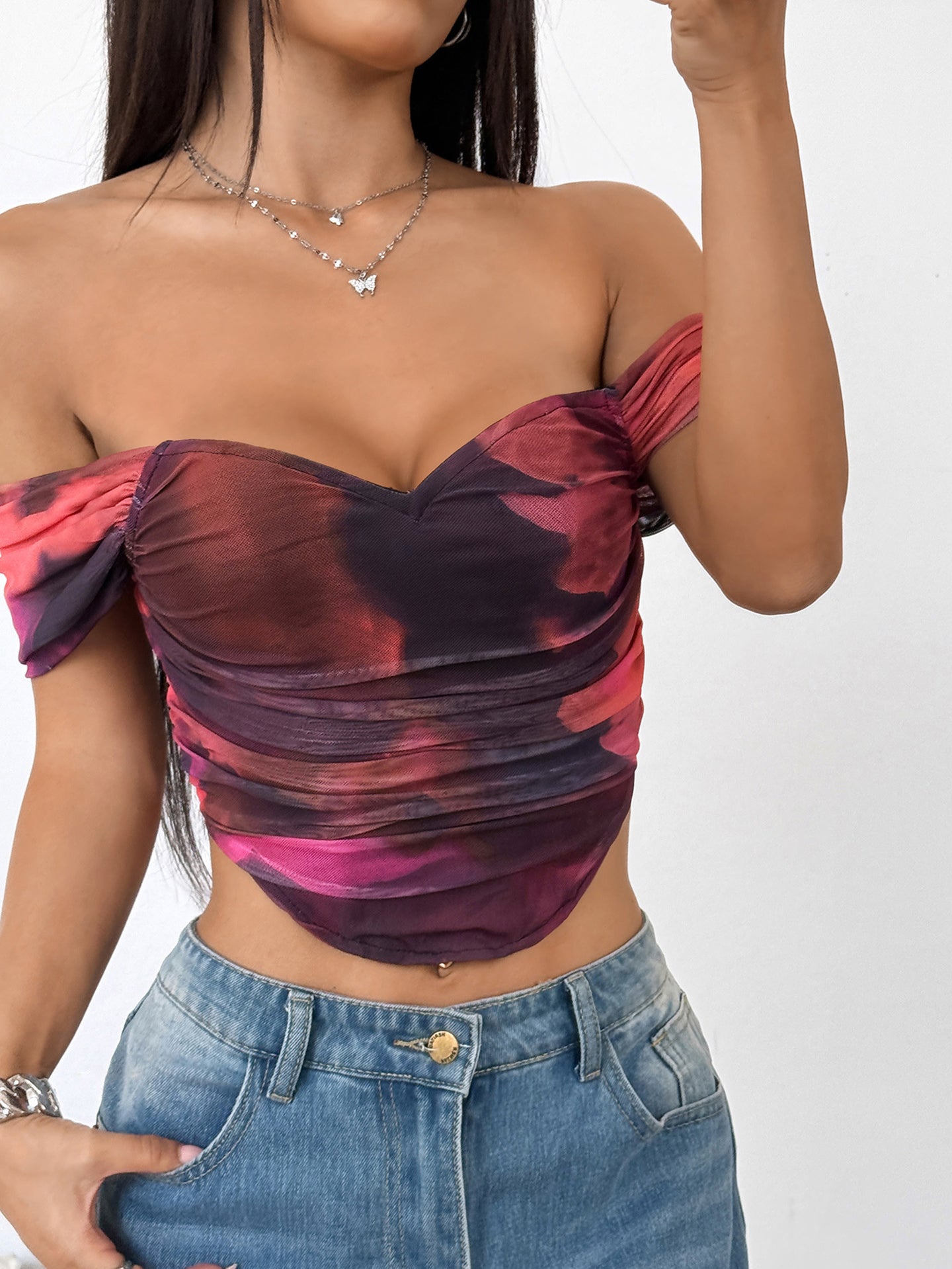 Women Abstract Print Tank Crop Top