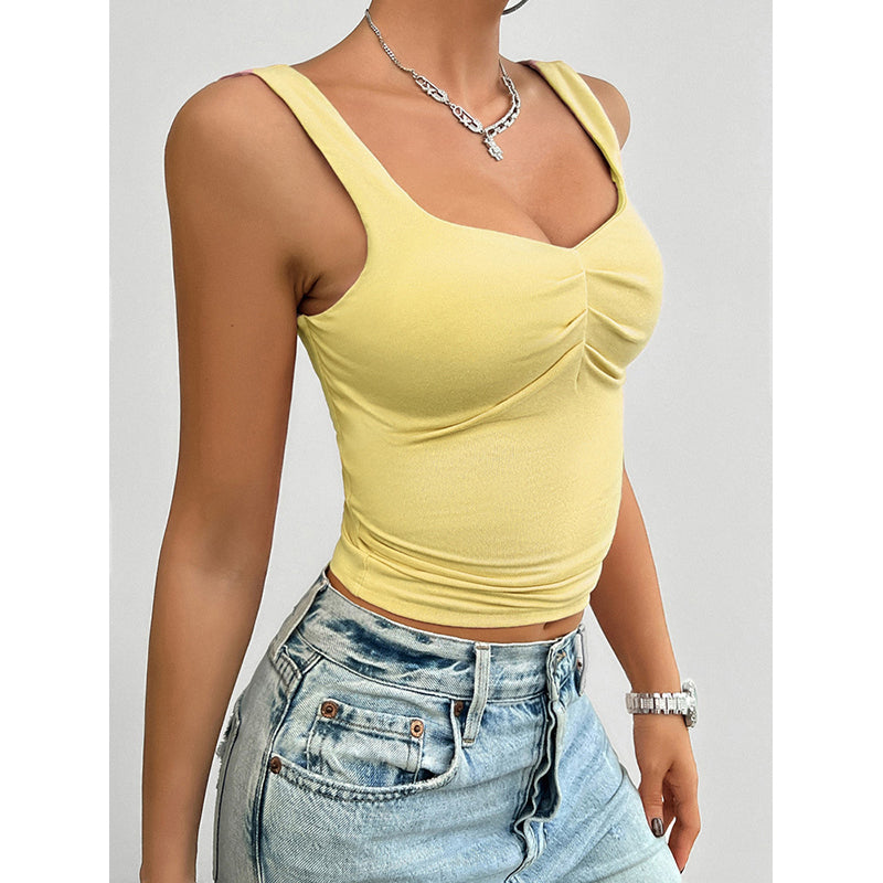 Sweetheart Neck Sleeveless Crop Top