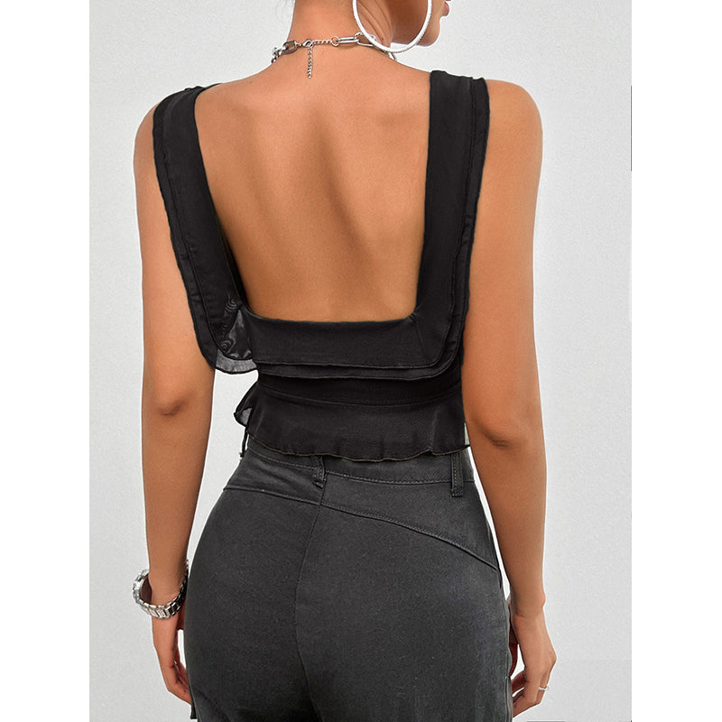 Black Chiffon Tank Top