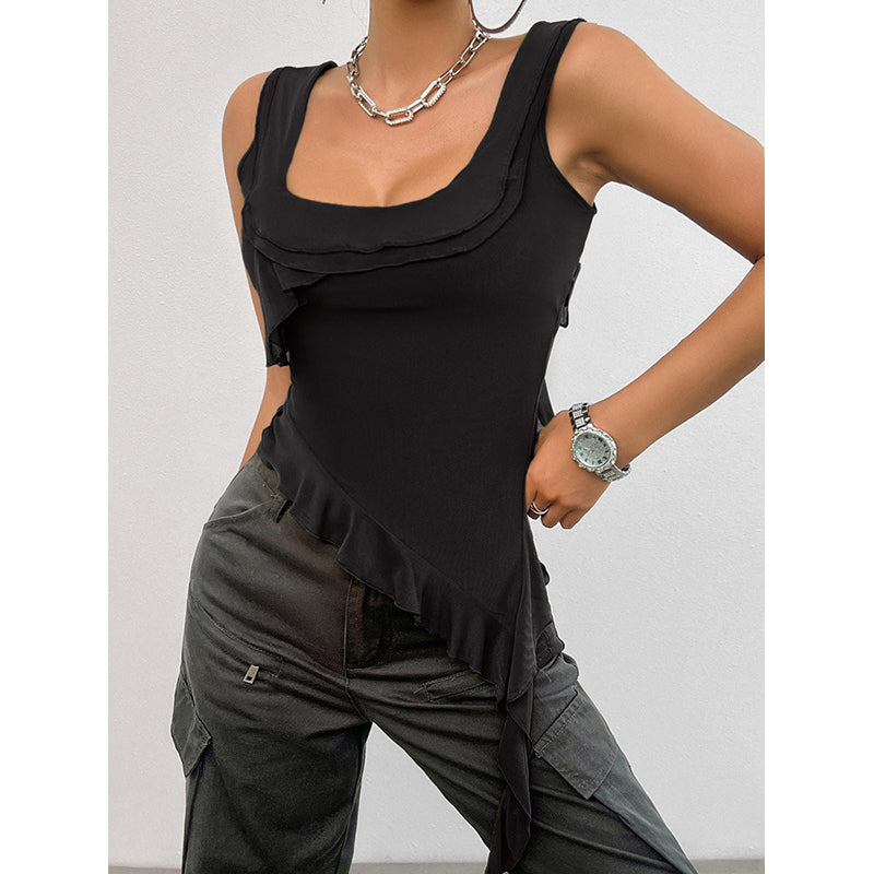 Black Chiffon Tank Top