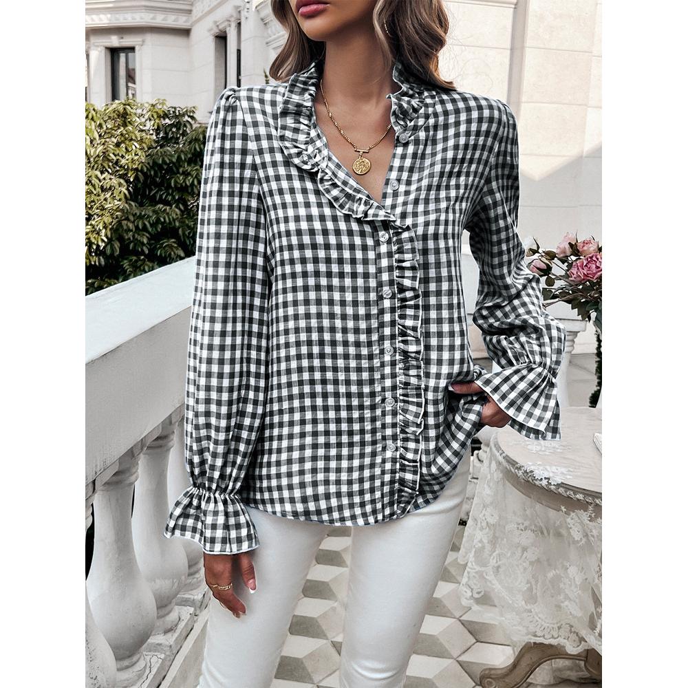 Women Gingham Checks Casual Shirt