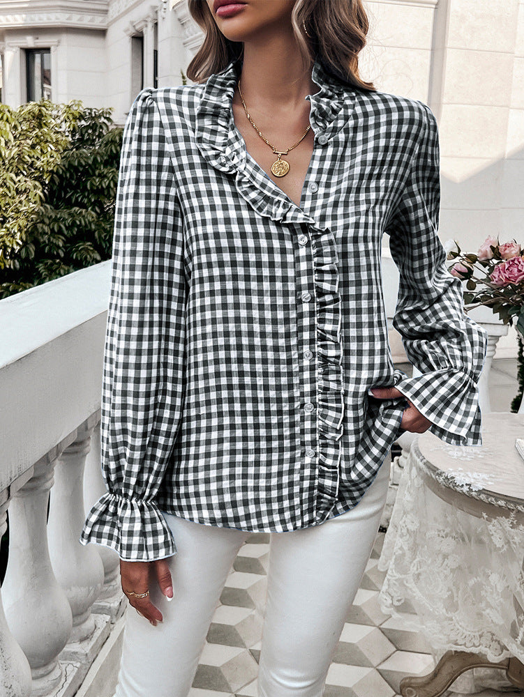 Women Gingham Checks Casual Shirt