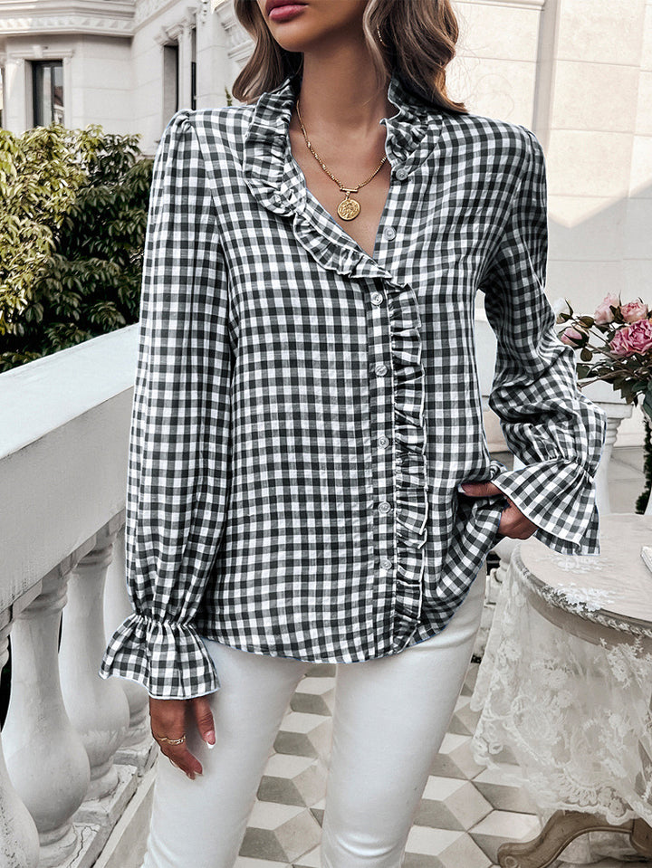 Women Gingham Checks Casual Shirt