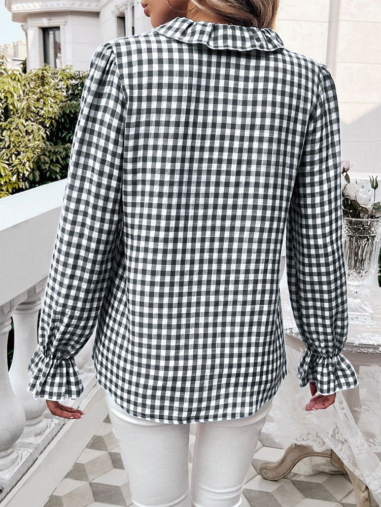 Women Gingham Checks Casual Shirt