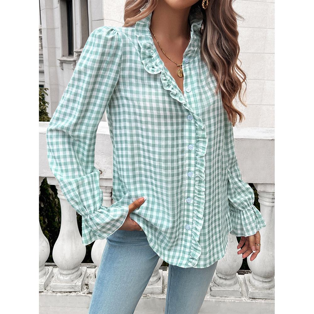 Women Gingham Checks Casual Shirt