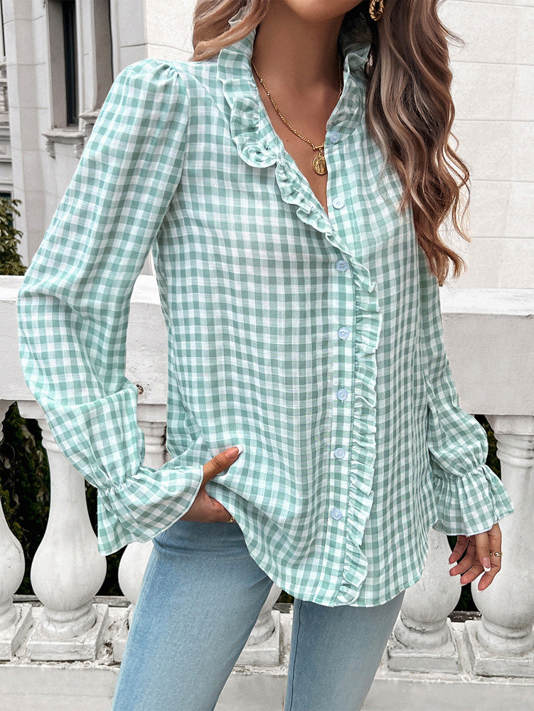 Women Gingham Checks Casual Shirt