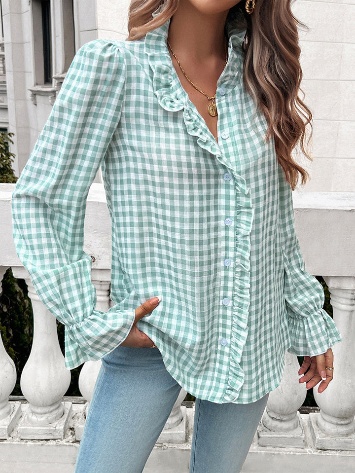 Women Gingham Checks Casual Shirt