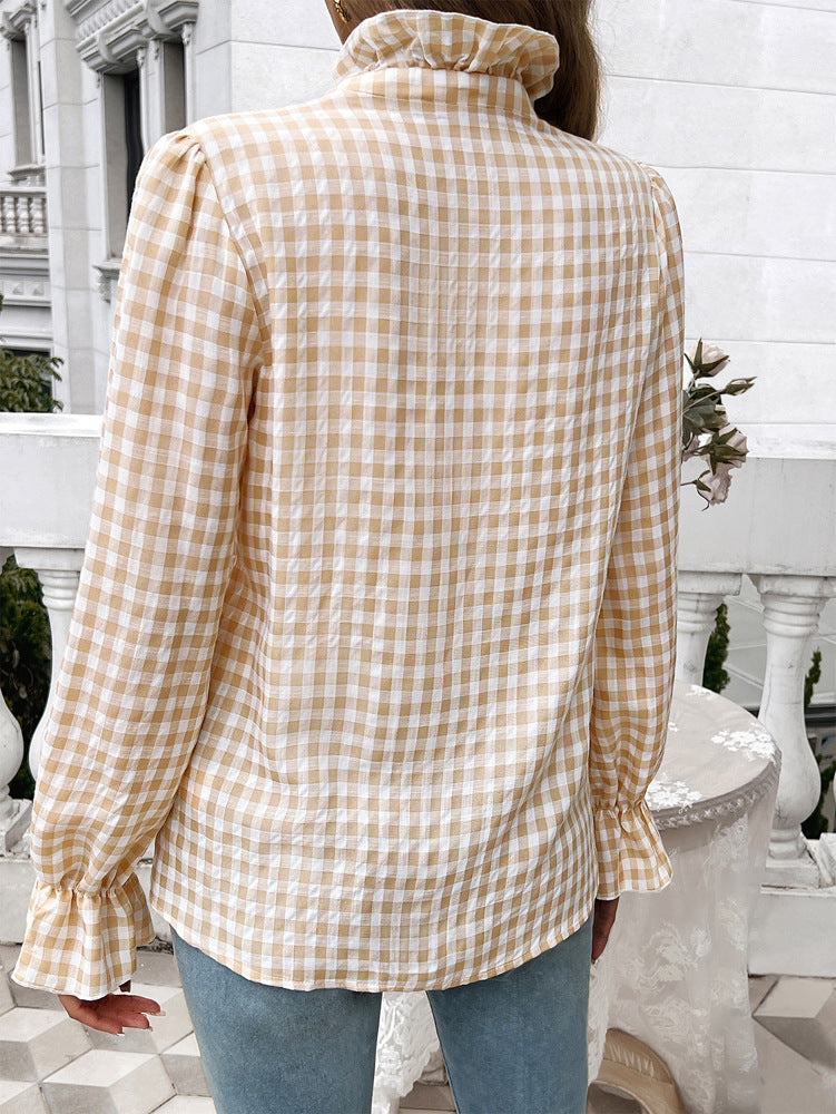 Women Gingham Checks Casual Shirt