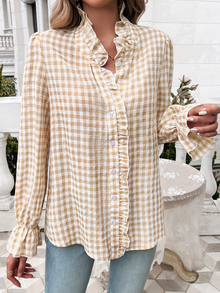 Women Gingham Checks Casual Shirt