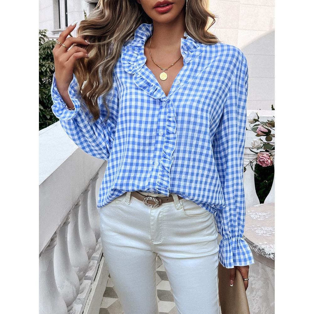 Women Gingham Checks Casual Shirt
