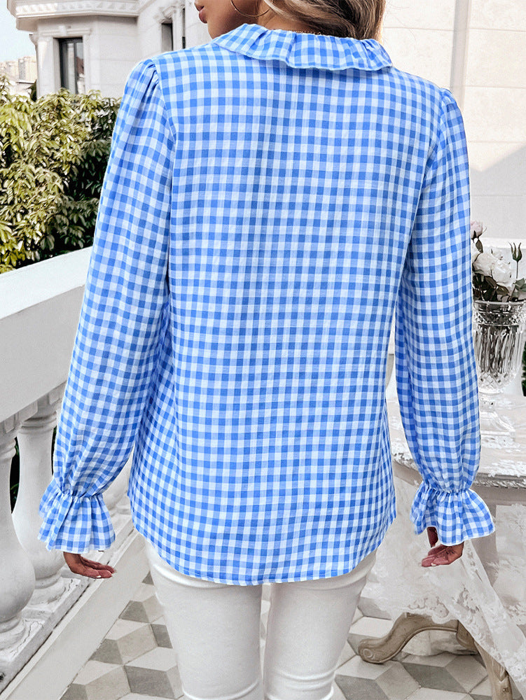 Women Gingham Checks Casual Shirt