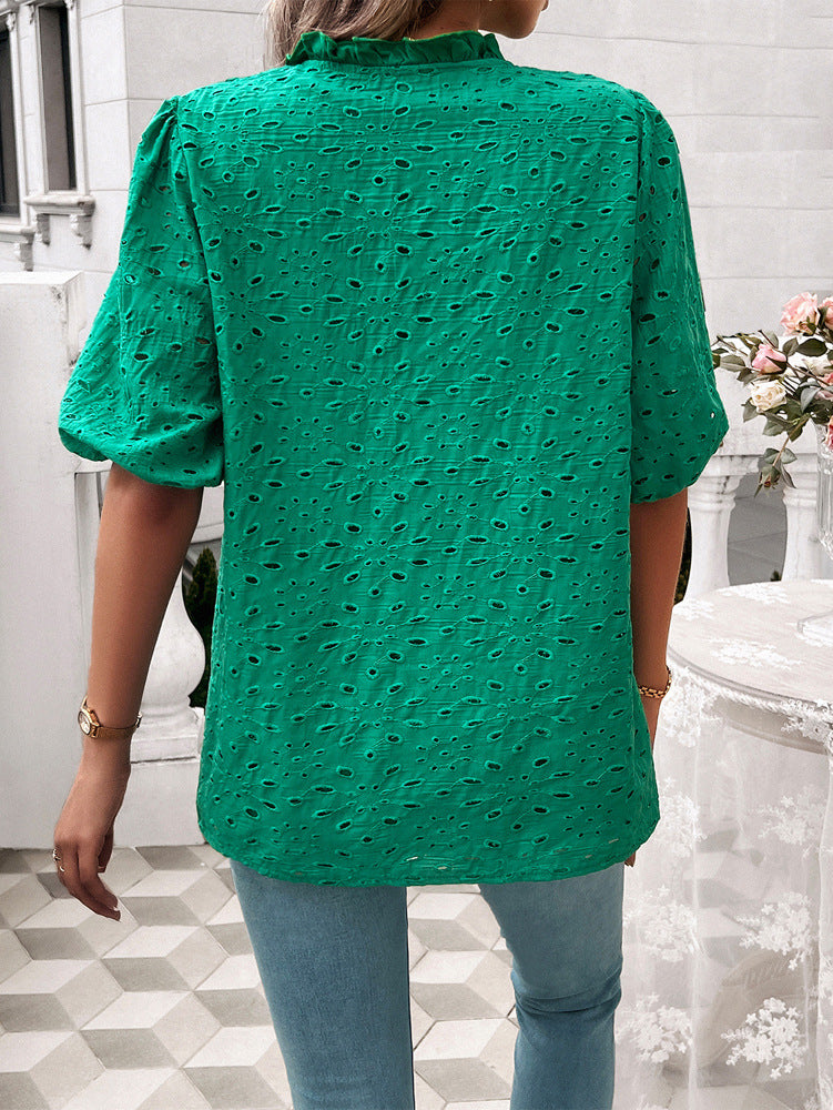 Women Crochet Round Neck Top