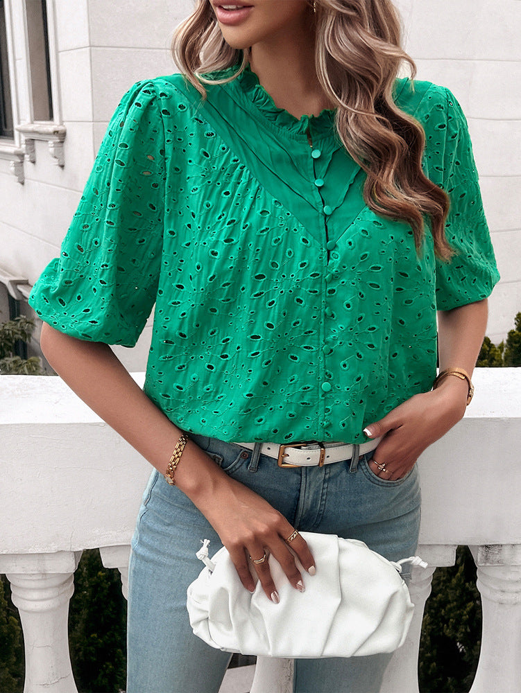 Women Crochet Round Neck Top