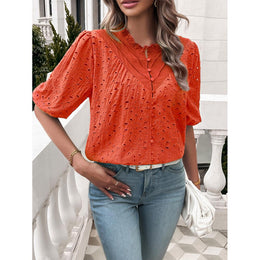 Women Crochet Round Neck Top