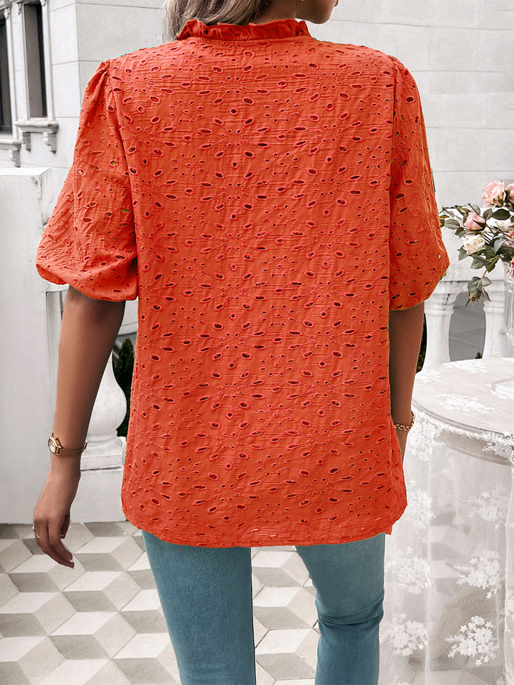 Women Crochet Round Neck Top