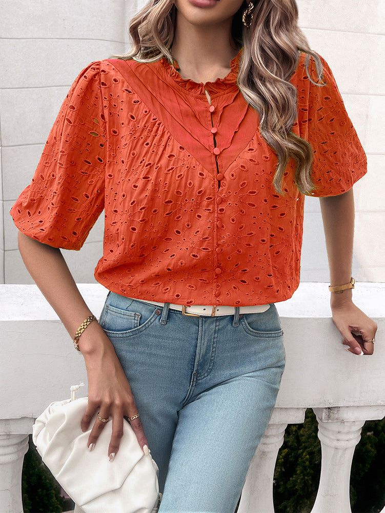 Women Crochet Round Neck Top