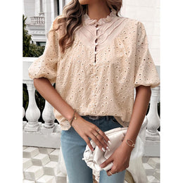 Women High Neck Crochet Top
