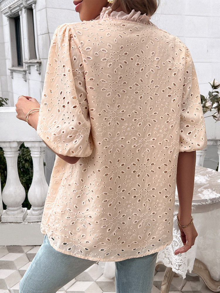 Women High Neck Crochet Top